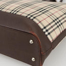 BURBERRY Nova Check Tote Bag Canvas Beige Silver Auth INZ053-9