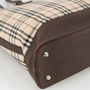BURBERRY Nova Check Tote Bag Canvas Beige Silver Auth INZ053-14