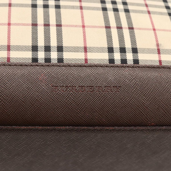 BURBERRY Nova Check Tote Bag Canvas Beige Silver Auth INZ053