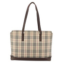 BURBERRY Nova Check Tote Bag Canvas Beige Silver Auth INZ053-13
