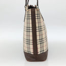 BURBERRY Nova Check Tote Bag Canvas Beige Silver Auth INZ053-4