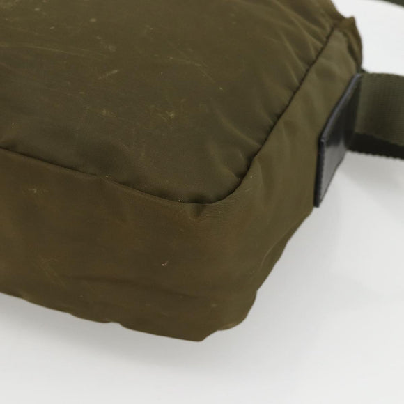 PRADA Shoulder Bag Nylon Khaki Silver Auth INZ058