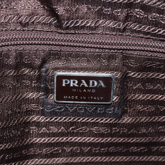 PRADA Shoulder Bag Nylon Khaki Silver Auth INZ058