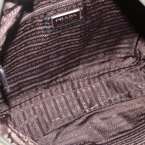 PRADA Shoulder Bag Nylon Khaki Silver Auth INZ058