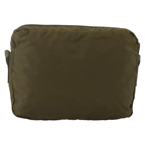 PRADA Shoulder Bag Nylon Khaki Silver Auth INZ058