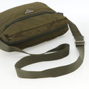 PRADA Shoulder Bag Nylon Khaki Silver Auth INZ058-7