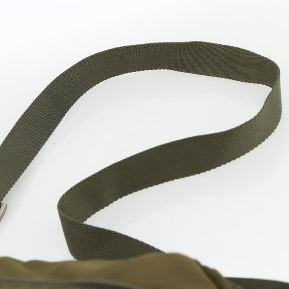 PRADA Shoulder Bag Nylon Khaki Silver Auth INZ058