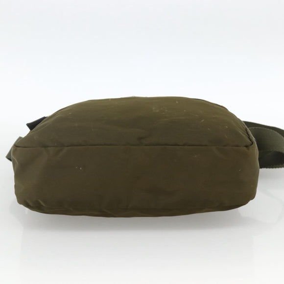 PRADA Shoulder Bag Nylon Khaki Silver Auth INZ058
