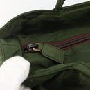 PRADA Tote Bag Nylon Khaki Silver Auth INZ059-10