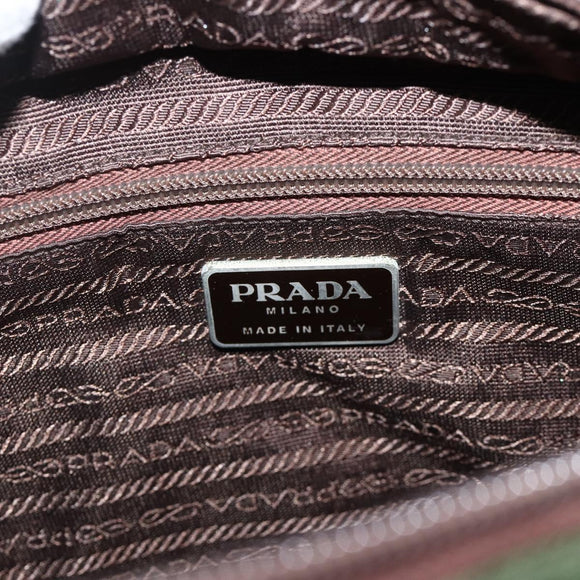 PRADA Tote Bag Nylon Khaki Silver Auth INZ059