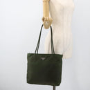 PRADA Tote Bag Nylon Khaki Silver Auth INZ059-23