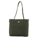 PRADA Tote Bag Nylon Khaki Silver Auth INZ059-13