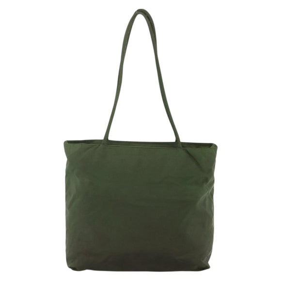 PRADA Tote Bag Nylon Khaki Silver Auth INZ059