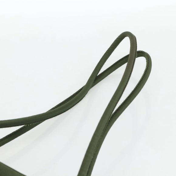 PRADA Tote Bag Nylon Khaki Silver Auth INZ059