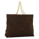 PRADA Chain Tote Bag Satin Black Gold Auth INZ060A-1