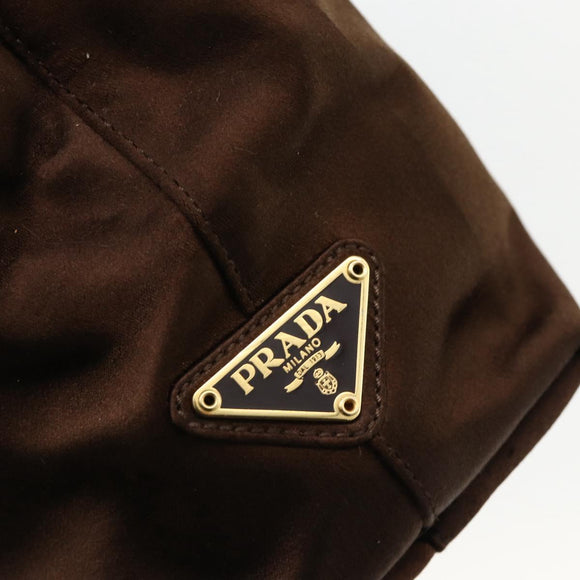 PRADA Chain Tote Bag Satin Black Gold Auth INZ060A