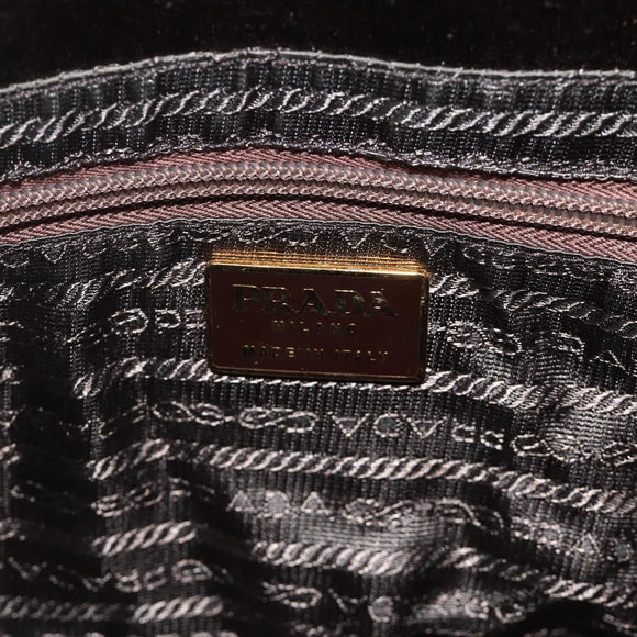 PRADA Chain Tote Bag Satin Black Gold Auth INZ060A