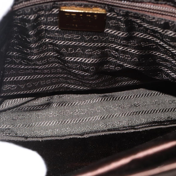 PRADA Chain Tote Bag Satin Black Gold Auth INZ060A