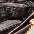 PRADA Chain Tote Bag Satin Black Gold Auth INZ060A-18