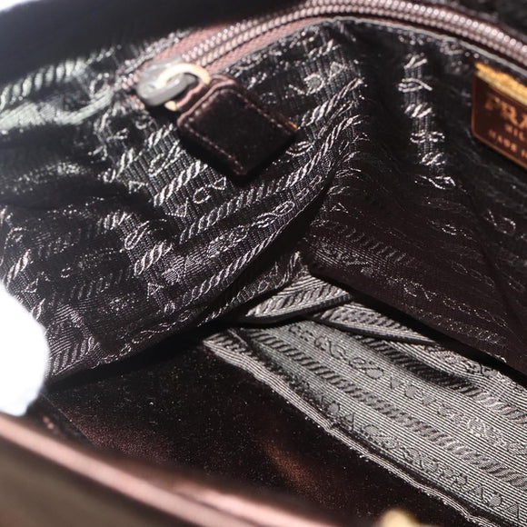 PRADA Chain Tote Bag Satin Black Gold Auth INZ060A