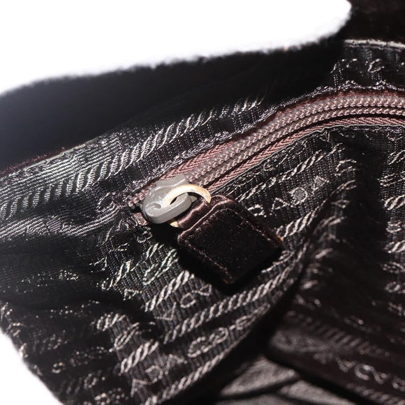 PRADA Chain Tote Bag Satin Black Gold Auth INZ060A