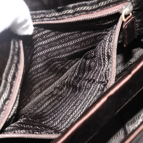 PRADA Chain Tote Bag Satin Black Gold Auth INZ060A