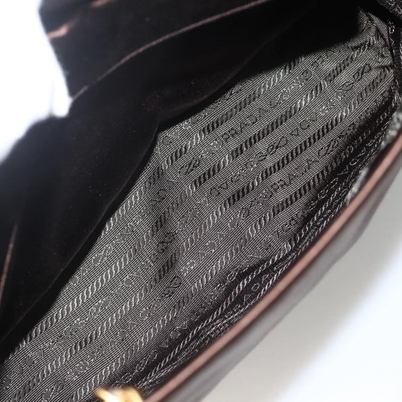 PRADA Chain Tote Bag Satin Black Gold Auth INZ060A