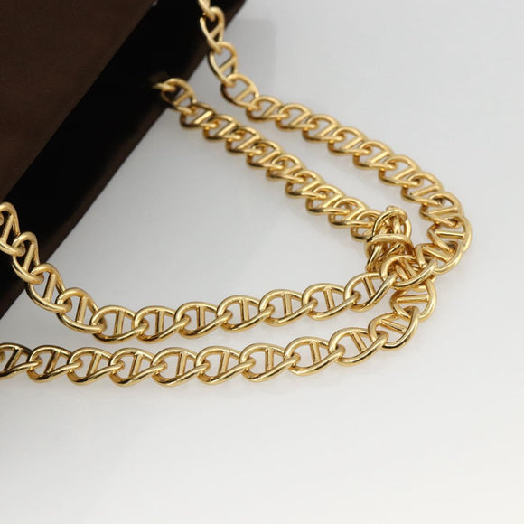 PRADA Chain Tote Bag Satin Black Gold Auth INZ060A