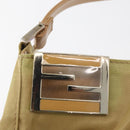 FENDI Shoulder Bag Nylon Beige Silver Auth INZ061-17