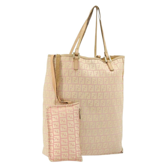 FENDI Zucchino Canvas Tragetasche Pink Gold Original INZ062