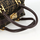 FENDI Zucca Canvas Hand Bag Brown Black Auth INZ063-9