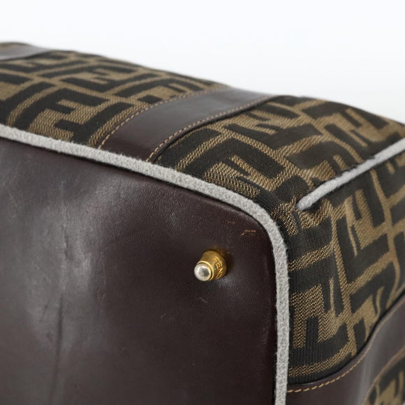 FENDI Zucca Canvas Hand Bag Brown Black Auth INZ063