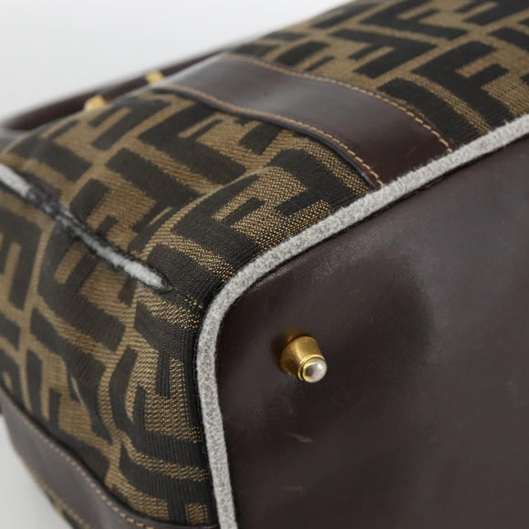 FENDI Zucca Canvas Hand Bag Brown Black Auth INZ063