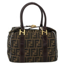 FENDI Zucca Canvas Hand Bag Brown Black Auth INZ063-13