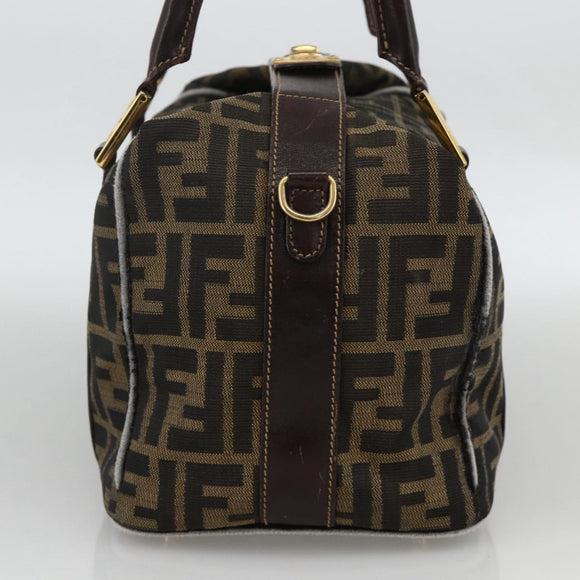 FENDI Zucca Canvas Hand Bag Brown Black Auth INZ063