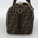 FENDI Zucca Canvas Hand Bag Brown Black Auth INZ063-4