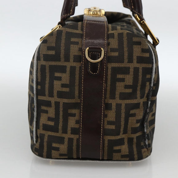 FENDI Zucca Canvas Hand Bag Brown Black Auth INZ063
