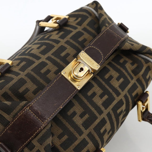 FENDI Zucca Canvas Hand Bag Brown Black Auth INZ063