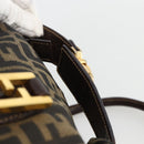 FENDI Zucca Canvas Hand Bag Brown Black Auth INZ063-14