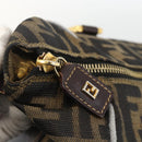 FENDI Zucca Canvas Hand Bag Brown Black Auth INZ063-8