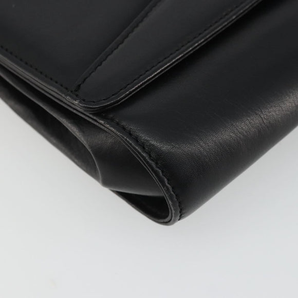 CELINE Horsebit Shoulder Bag Leather Black Gold Auth INZ069