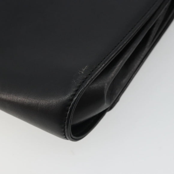 CELINE Horsebit Shoulder Bag Leather Black Gold Auth INZ069