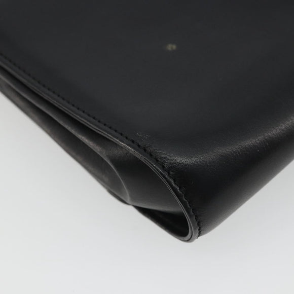 CELINE Horsebit Shoulder Bag Leather Black Gold Auth INZ069