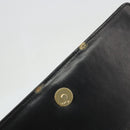 CELINE Horsebit Shoulder Bag Leather Black Gold Auth INZ069-10