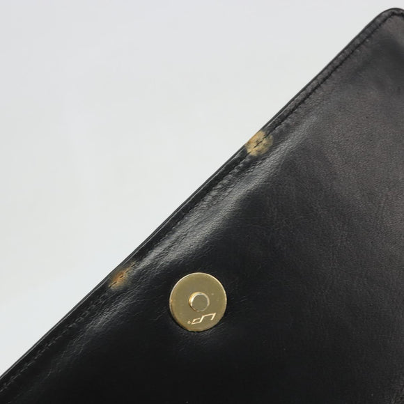 CELINE Horsebit Shoulder Bag Leather Black Gold Auth INZ069