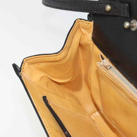 CELINE Horsebit Shoulder Bag Leather Black Gold Auth INZ069