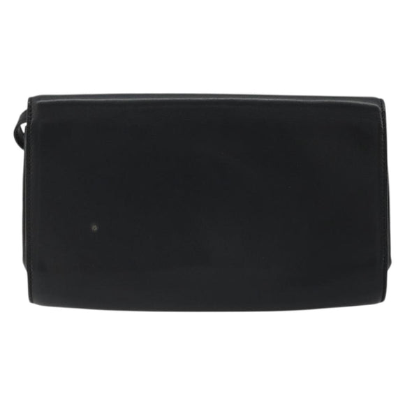 CELINE Horsebit Shoulder Bag Leather Black Gold Auth INZ069
