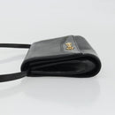 CELINE Horsebit Shoulder Bag Leather Black Gold Auth INZ069-4
