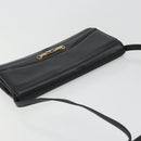 CELINE Horsebit Shoulder Bag Leather Black Gold Auth INZ069-6