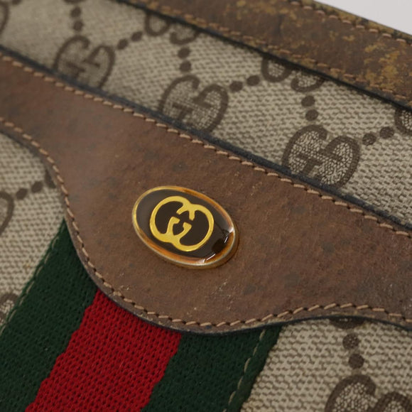 GUCCI GG Supreme Web Sherry Line Bag PVC Beige Gold 14 02 013 Auth INZ070